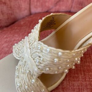 A New Day Beige Pearl Embellished Heels